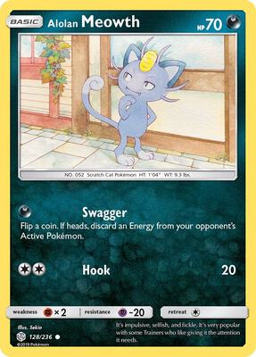 Alolan Meowth card from SM - Cosmic Eclipse