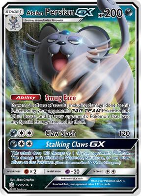 Alolan Persian GX card from SM - Cosmic Eclipse