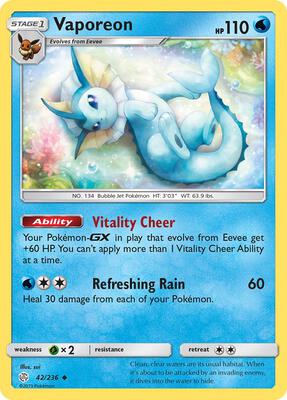 Vaporeon card from SM - Cosmic Eclipse