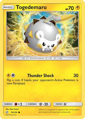 Togedemaru - 74/236 card from SM - Cosmic Eclipse