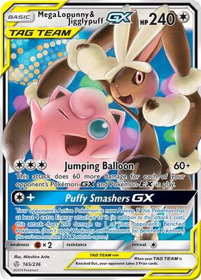 Mega Lopunny & Jigglypuff GX card from SM - Cosmic Eclipse
