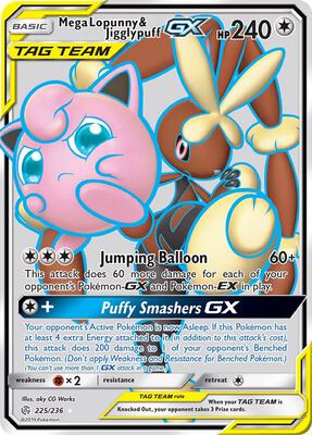 Mega Lopunny & Jigglypuff GX (Full Art) card from SM - Cosmic Eclipse