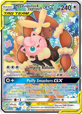 Mega Lopunny & Jigglypuff GX (Alternate Full Art) card from SM - Cosmic Eclipse