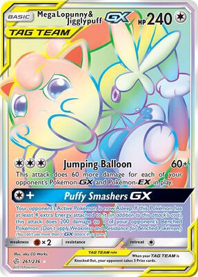 Mega Lopunny & Jigglypuff GX (Secret) card from SM - Cosmic Eclipse