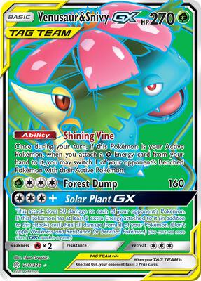 Venusaur & Snivy GX (Full Art) card from SM - Cosmic Eclipse