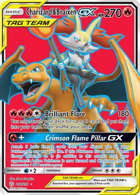 Charizard & Braixen GX (Full Art) card from SM - Cosmic Eclipse