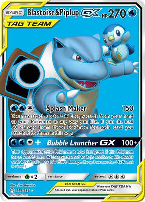 Blastoise & Piplup GX (Full Art) card from SM - Cosmic Eclipse