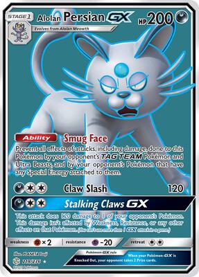 Alolan Persian GX (Full Art) card from SM - Cosmic Eclipse