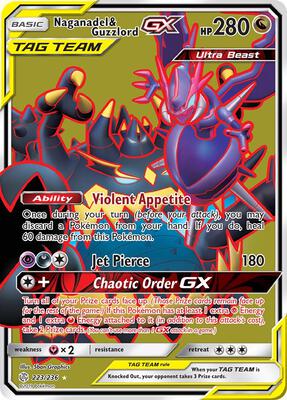Naganadel & Guzzlord GX (Full Art) card from SM - Cosmic Eclipse