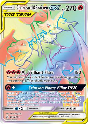 Charizard & Braixen GX (Secret) card from SM - Cosmic Eclipse