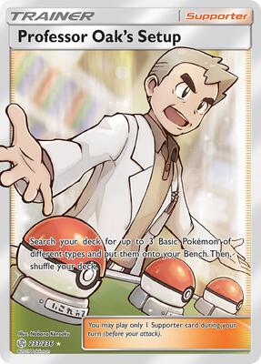 Professor Oak's Setup (Full Art) card from SM - Cosmic Eclipse