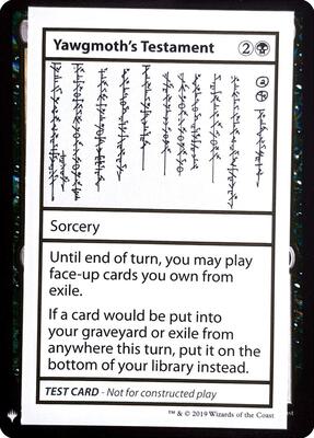 Yawgmoth's Testament card from Mystery Booster: Convention Edition Exclusives