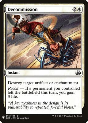 Decommission card from The List Reprints