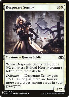 Desperate Sentry card from The List Reprints