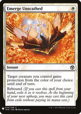 Emerge Unscathed card from The List Reprints