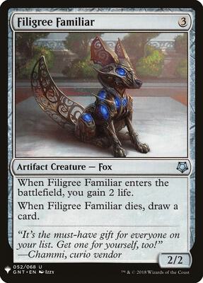 Filigree Familiar card from The List Reprints