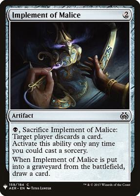 Implement of Malice card from The List Reprints