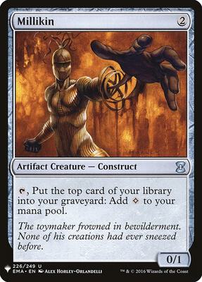 Millikin card from The List Reprints