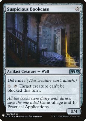 Suspicious Bookcase card from The List Reprints