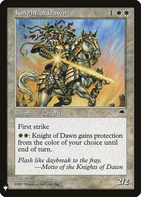 Knight of Dawn card from The List Reprints
