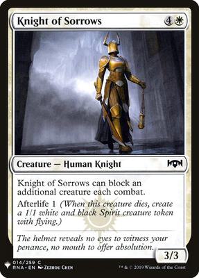 Knight of Sorrows card from The List Reprints