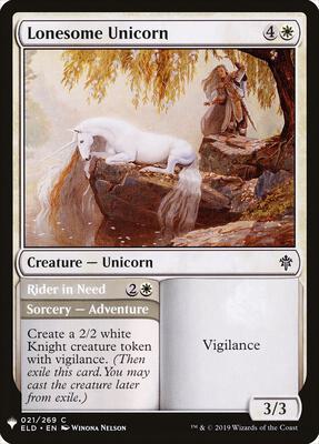 Lonesome Unicorn card from The List Reprints