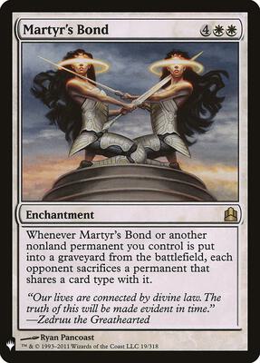 Martyr's Bond card from The List Reprints