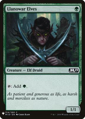 Llanowar Elves (M19) card from The List Reprints