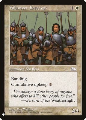 Volunteer Reserves card from The List Reprints