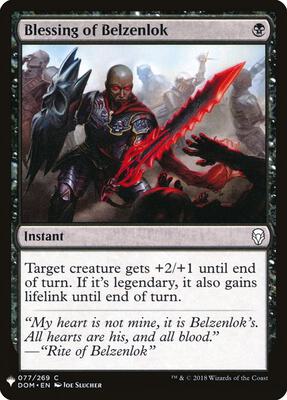 Blessing of Belzenlok card from The List Reprints