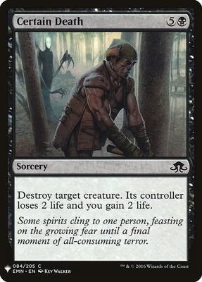 Certain Death card from The List Reprints
