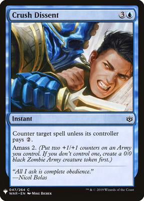 Crush Dissent card from The List Reprints