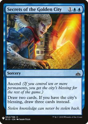 Secrets of the Golden City card from The List Reprints