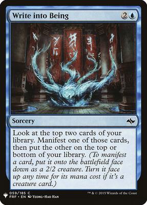 Write into Being card from The List Reprints