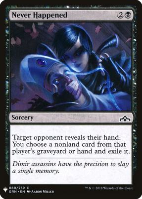 Never Happened card from The List Reprints
