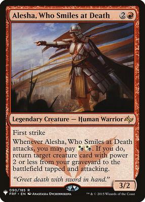 Alesha, Who Smiles at Death card from The List Reprints