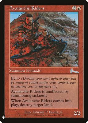 Avalanche Riders card from The List Reprints