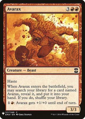 Avarax card from The List Reprints