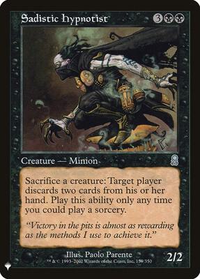 Sadistic Hypnotist card from The List Reprints