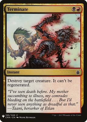 Terminate (CMA) card from The List Reprints