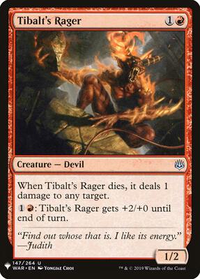 Tibalt's Rager card from The List Reprints