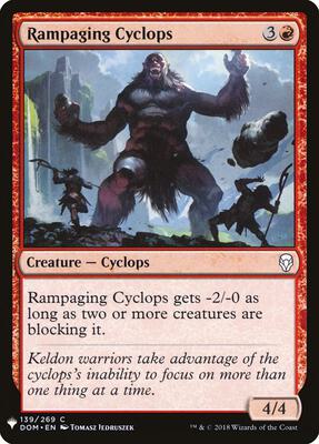 Rampaging Cyclops card from The List Reprints