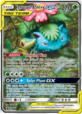 Venusaur & Snivy GX - SM229 card from SM Promos
