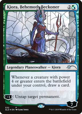 Kiora, Behemoth Beckoner (Stained Glass) card from Secret Lair Drop Series