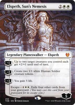 Elspeth, Sun's Nemesis (Borderless) card from Theros Beyond Death