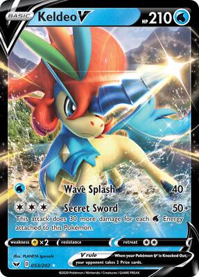 Keldeo V card from SWSH01: Sword & Shield Base Set