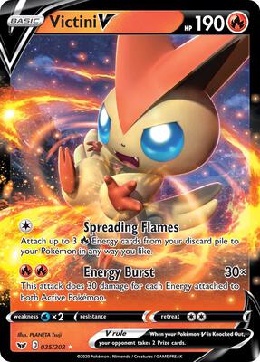 Victini V card from SWSH01: Sword & Shield Base Set