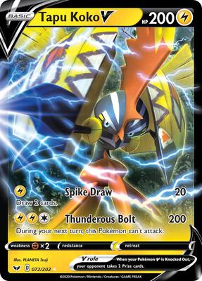 Tapu Koko V card from SWSH01: Sword & Shield Base Set