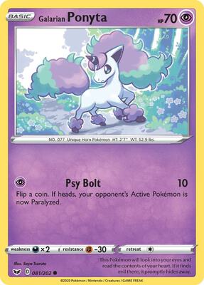 Galarian Ponyta card from SWSH01: Sword & Shield Base Set