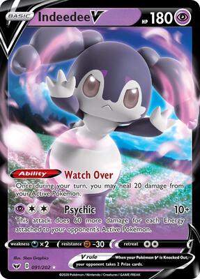 Indeedee V card from SWSH01: Sword & Shield Base Set
